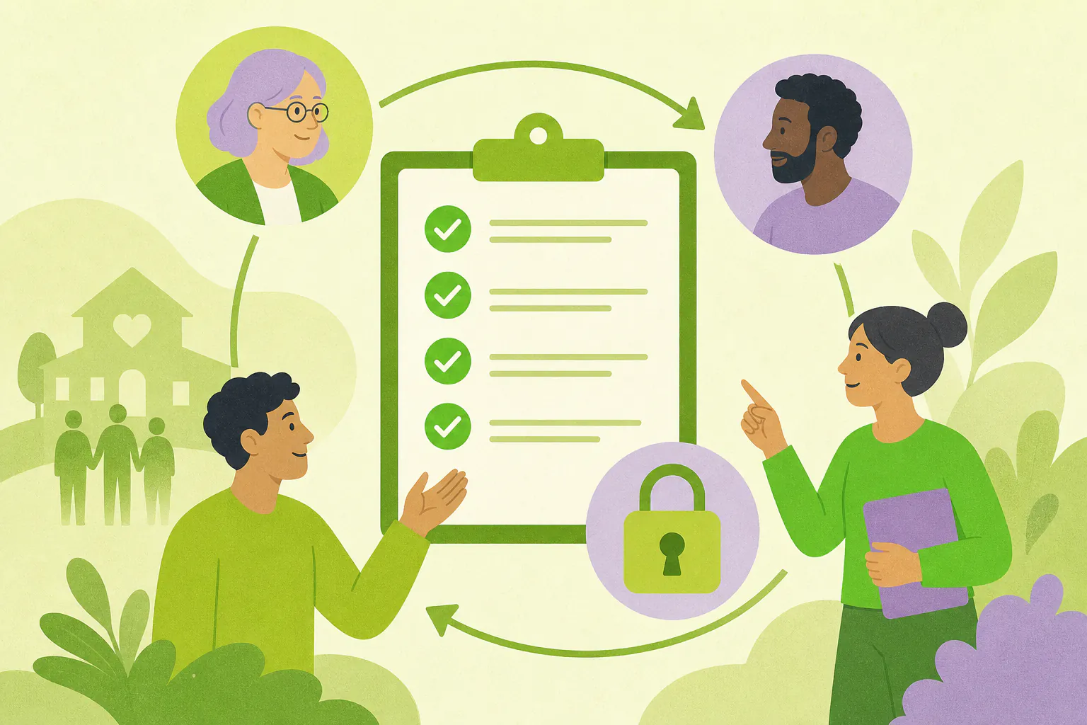 Conceptual checklist visual for AI admin workflow checklist for small charities and community organisations.