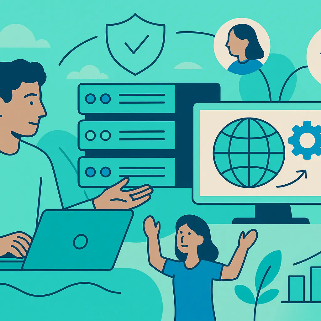 Stylised square thumbnail representing Infrastructure Management, Volunteer Operations, Sustainability without any on-image text.