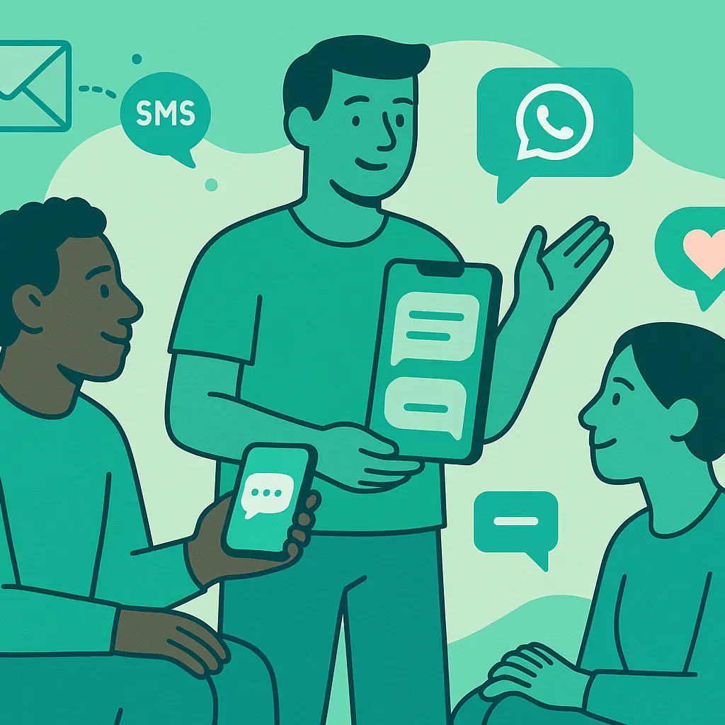 Stylised square thumbnail representing Volunteer Engagement, Communication Tools, Remote Teams without any on-image text.