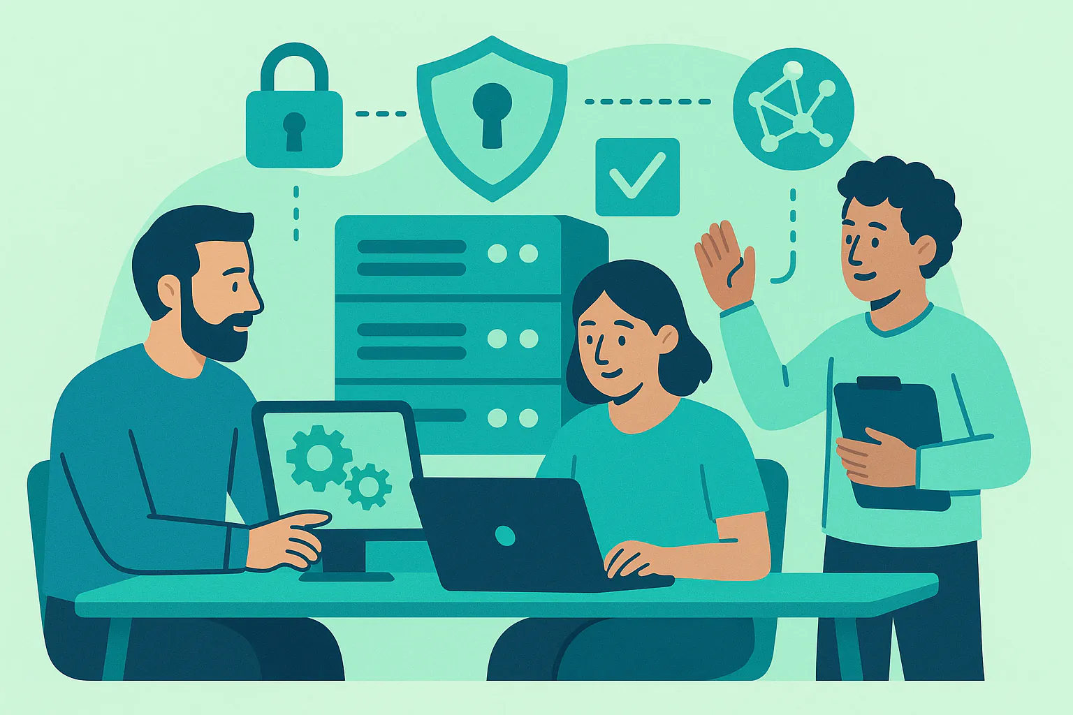 Stylised banner illustration representing Security, Volunteer Operations without any on-image text.