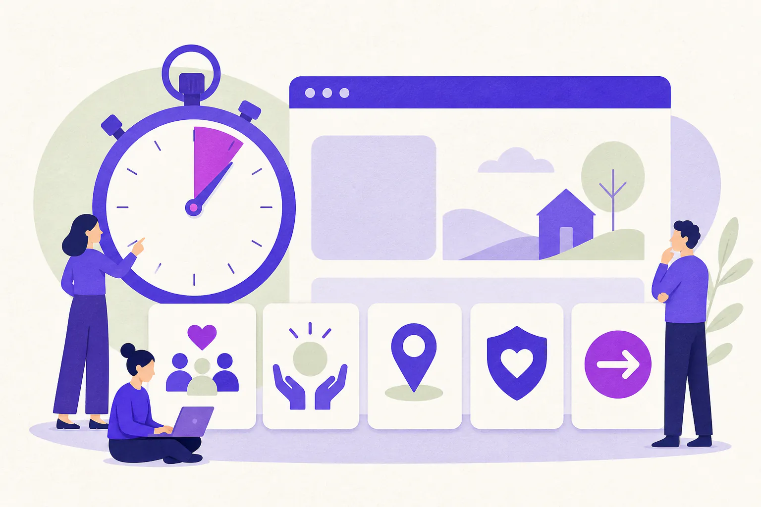 Conceptual workflow illustration for Website clarity checklist for community organisation homepages.