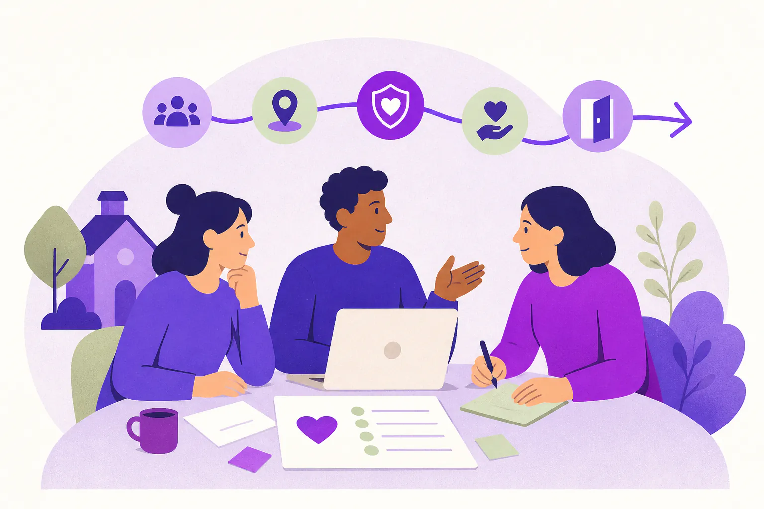 Conceptual workflow illustration for Website clarity checklist for community organisation homepages.