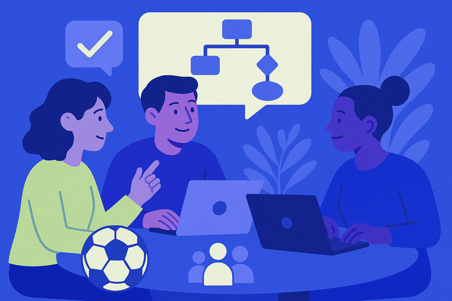Stylised banner illustration representing Volunteer Management, Digital Tools, Community Engagement without any on-image text.