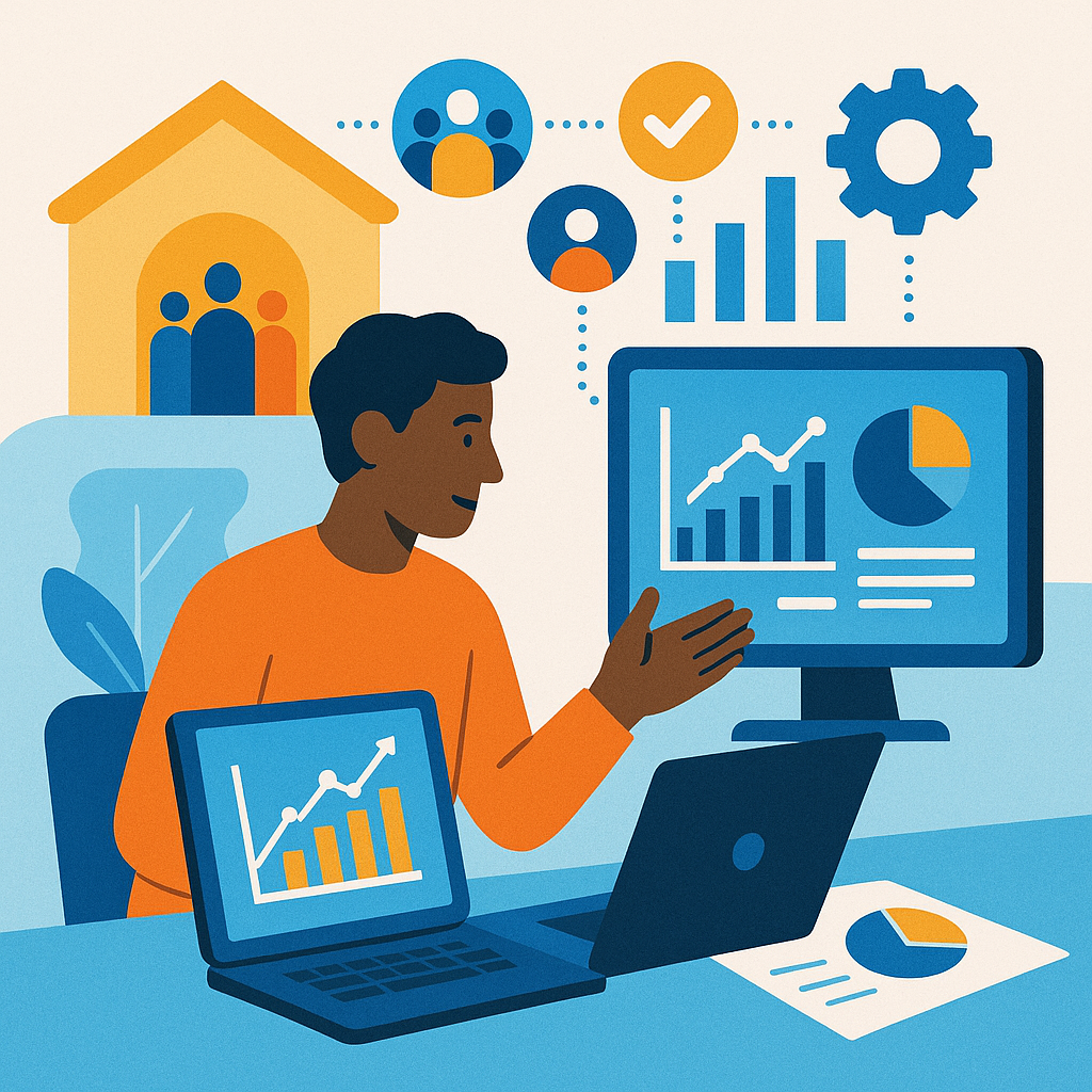 Stylised square thumbnail representing Data Analytics, Community Organisations, Service Delivery, Technology Consulting without any on-image text.