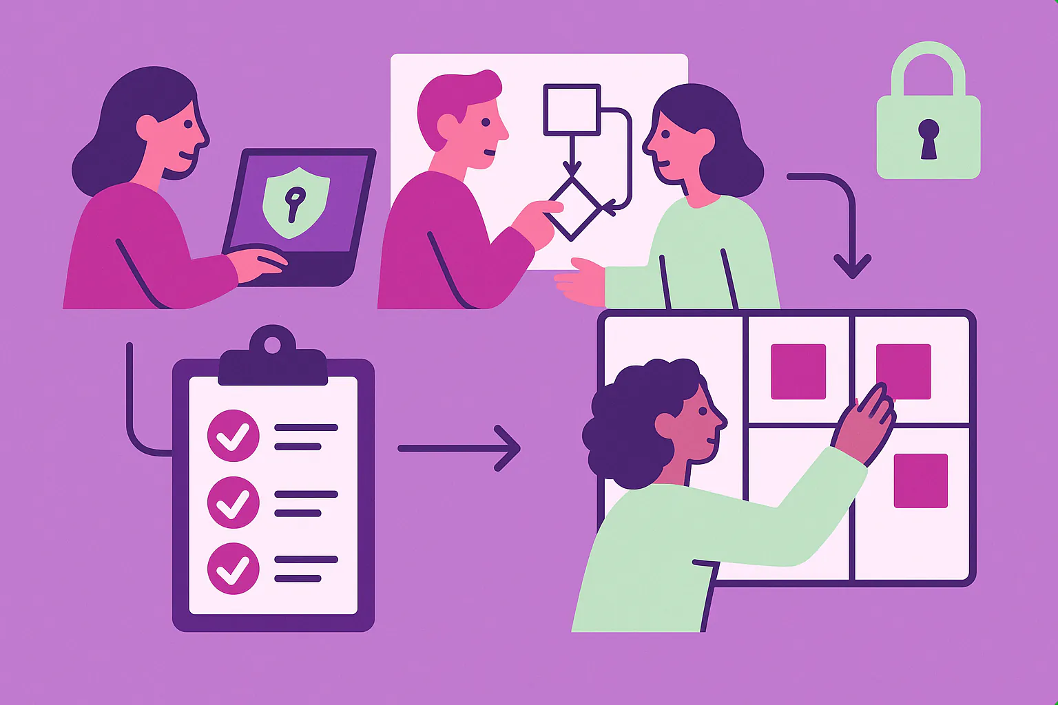 Conceptual workflow illustration for Best practices for managing digital data privacy in small community groups.