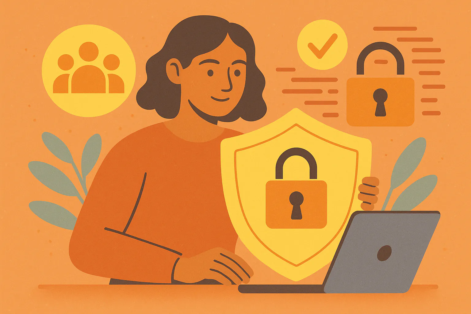Stylised banner illustration representing Community Operations, Data Security, Safeguarding without any on-image text.